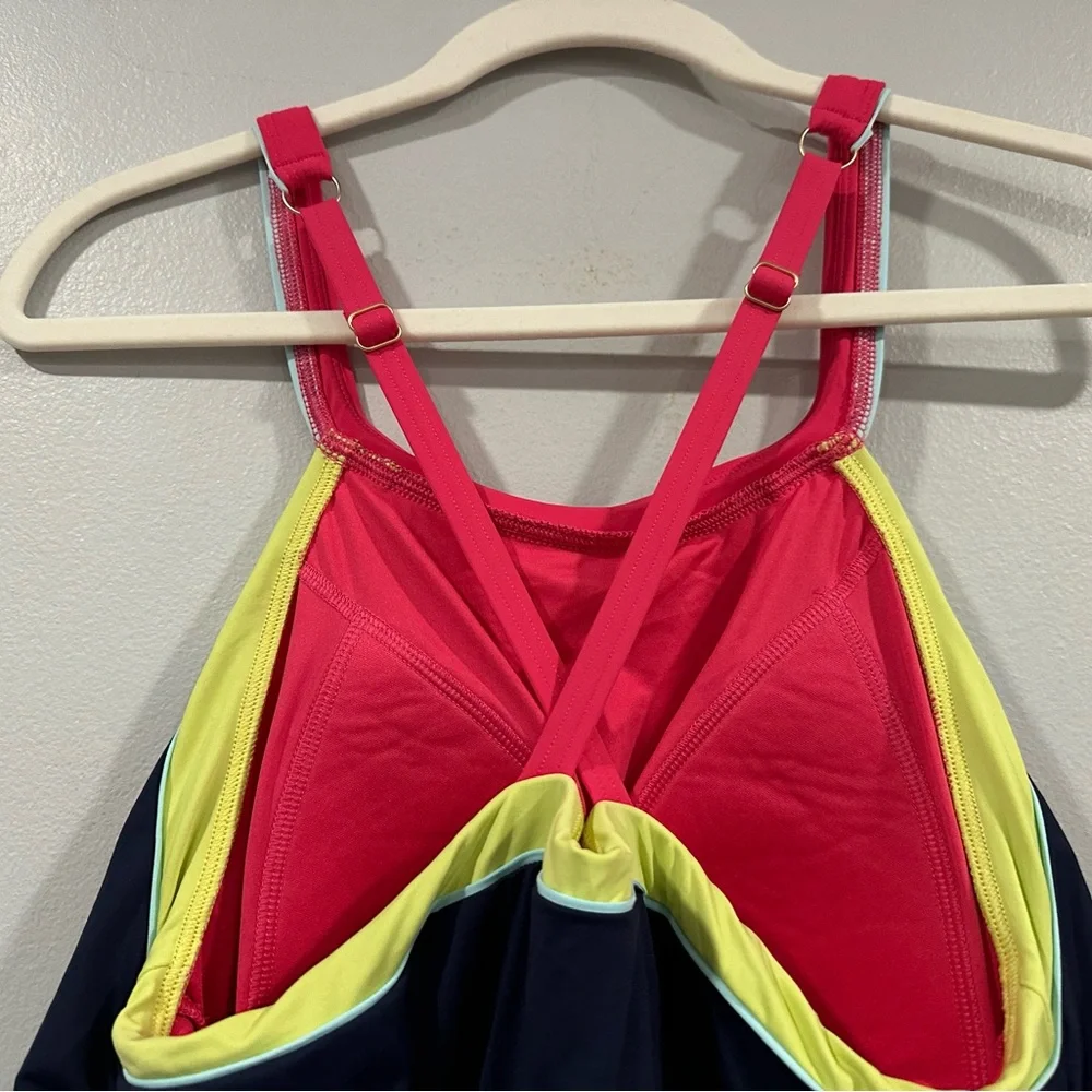 Lands' End Navy High Neck Swim Dress Sz 14